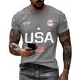 thumbnail image 2 of 250th Anniversary USA Shirt Crewneck Short Sleeve Commemorative Tee Casual Independence Day Mens Graphic T-shirts Grey M, 2 of 6