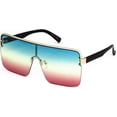 thumbnail image 2 of GFDYREE FLAWLESS EYEWEAR Oversized Flat Top Square VINTAGE RETRO SHIELD VISOR Style Aviator SUNGLASSES, Blue Yellow Pink, Oversized, 2 of 4