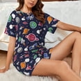 thumbnail image 4 of Wukai Rocket Satellite Women's Pajama Set,Short-Sleeve Top and Shorts with Elastic Waistband and Pockets for Loungewear, Yoga, and Casual Wear-, 4 of 6