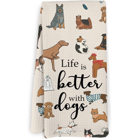 Dog Paw Kitchen Towels Set of 2, Cute Paw Dishcloths for Bathroom & Kitchen, Dog Mom Gifts, 16x24 Inches