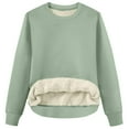 thumbnail image 6 of Women's Sherpa Lined Sweatshirts Warm Winter Fleece Crewneck Pullover Thermal Casual Soft Long Sleeve Thick Tops Light Green XL, 6 of 8