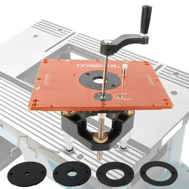 O'SKOOL 3-1/2" Router Lift Systems for BOSCH RA1181 & RA1171 Router Tables,11-1/2" x 9-1/8" Plate 5-Piece Insert Ring Kit