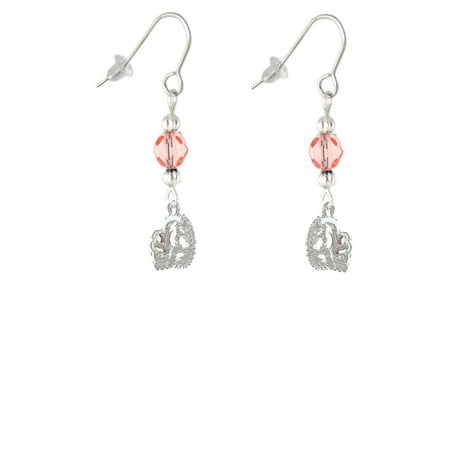 3-D Tiara Pink Bead French Earrings