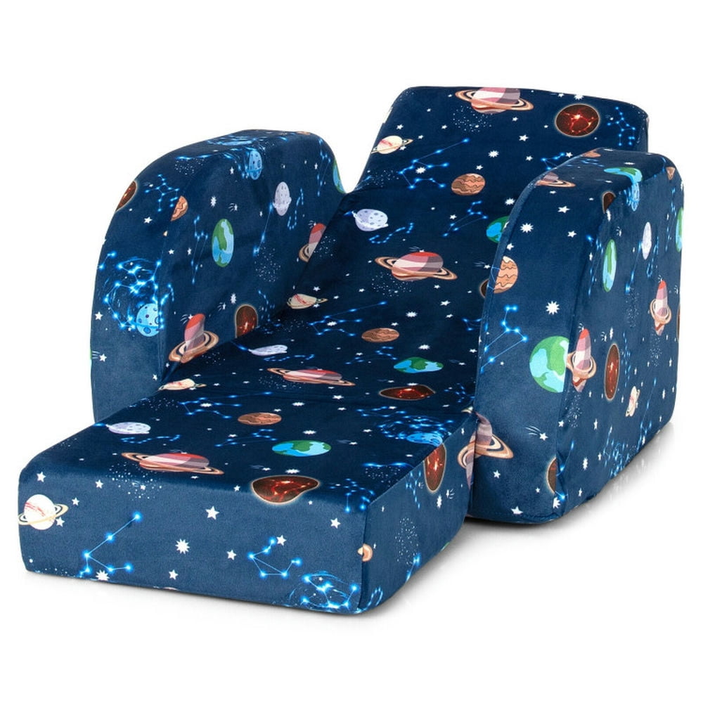 Spaco 3-in-1 Convertible Kid Sofa Bed Flip-Out Chair Lounger for Toddler-Blue, Kids Couch for Kids