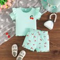 thumbnail image 2 of KPOPLK Infant Toddler Baby Girl Clothes Outfits,2 Pieces Cute Summer Short Sleeves T-Shirt Tops+Shorts Set 6M-3T(12-18 Months,Green), 2 of 7
