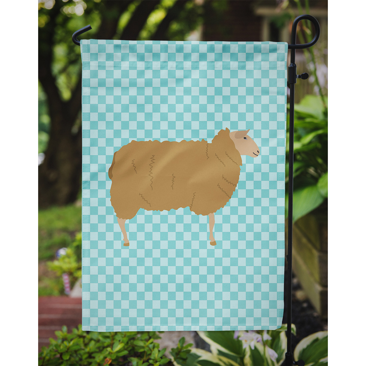 Caroline's Treasures BB8151GF East Friesian Sheep Blue Check Flag Garden Size , Small, multicolor