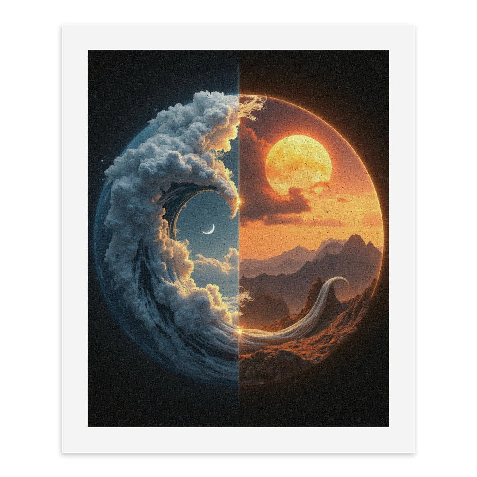 Paint By Numbers Kit for Adults Beginner - Moon Wave Sun Mountain Art DIY Canvas Painting Kits for Adults, Frameless Paint By Number for Adults for Home Wall Decor 16x20 Inch