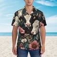 thumbnail image 2 of Fotbe Vintage Sunflower Cow Camisa Hawaiana para Hombre Unisex – Camisa Casual de Verano con Botones de Manga Corta de Algodón y Lino,XX-Large, 2 of 7