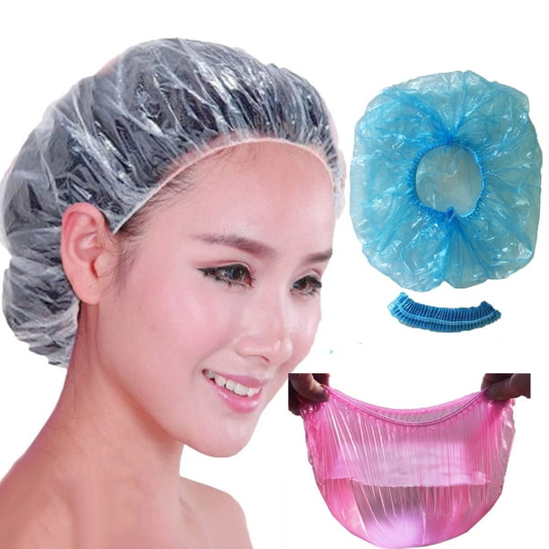 Travelwant 100Pcs Disposable Shower Caps Hair Processing Clear