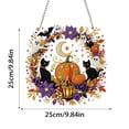 thumbnail image 2 of DIY Halloween Witch Hat Black Cat Pumpkin Wreath Diamond Painting Suncatcher Hanging Ornament Kit, Pearl Round Acrylic Sun Catcher, Diamond Art Decor for Fall Window Front Door Holiday Gift, 2 of 6