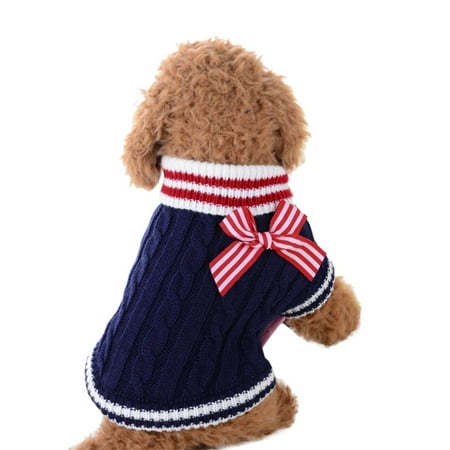 Cute Pet Dog Knitwear Sweater Puppy Cat Winter Warm Clothes Striped Coat