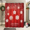 thumbnail image 2 of Red Christmas Shower Curtain, Christmas Snowflakes Shower Curtains for Bathroom Decor, Winter Holiday Shower Curtain, Xmas Glitter Sparkle Fabric Cloth Bath Curtain, 72x72 Inch, 2 of 6
