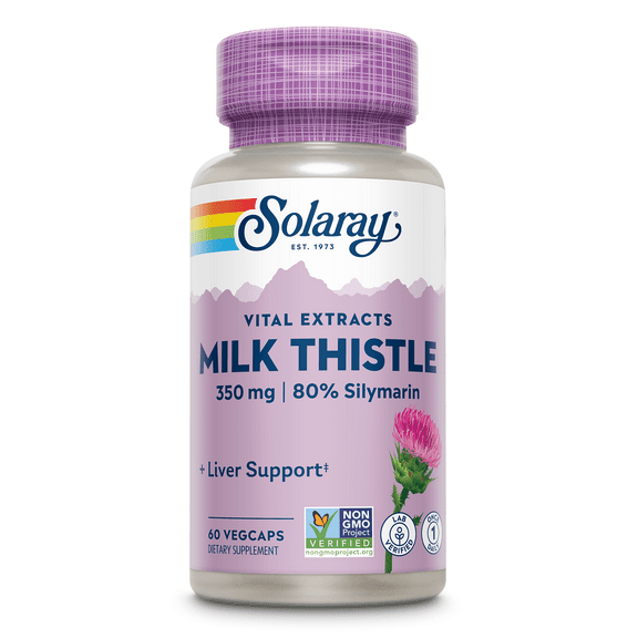 Solaray Milk Thistle Seed Extract 350 mg, With 80% Silymarin, Traditional Herbal Support for Liver Health, 60 VegCaps