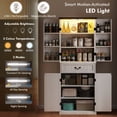 thumbnail image 3 of 71" Farmhouse Kitchen Pantry Cabinet with Motion Sensor LED Light, Distressed White Tall Storage Cabinet with Adjustable Shelves and Door Racks for Kitchen or Dining Room, 3 of 7