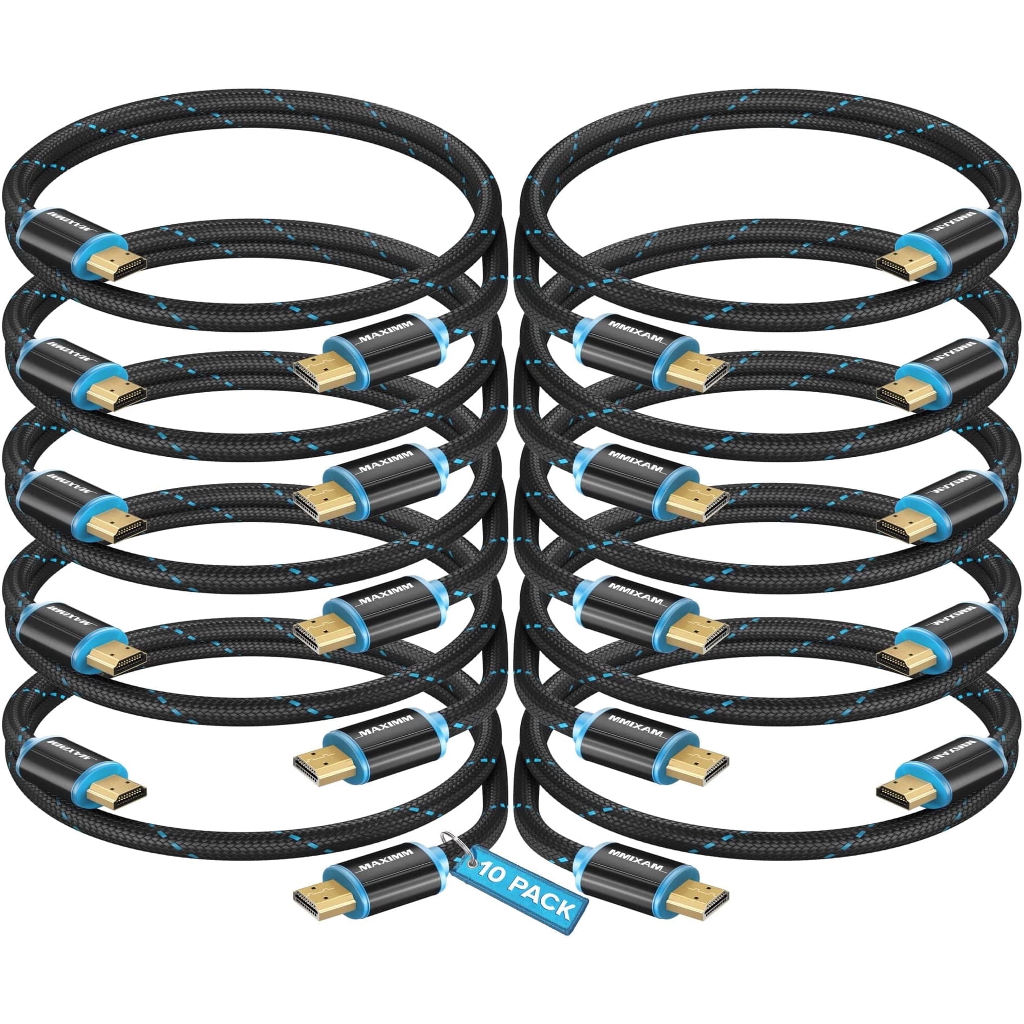 Maximm 4K HDMI Cable 10 Pack 2 Feet – High-Speed HDMI Cord 18 Gbps, Supports 4K 60Hz, Nylon Braided