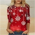 thumbnail image 2 of Weiqiqre Womens Fall Clothes Loose Fit Crewneck Vintage Floral T Shirts Clothing Christmas Tops, 2 of 5