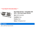 thumbnail image 2 of Rear Brake Pad Set - Compatible with 2015 - 2019 Ford Transit-350 HD 2016 2017 2018, 2 of 2
