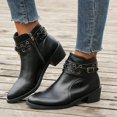 thumbnail image 4 of NECHOLOGY Botas Mujer Adulto Femenino Zapatos Botines mujer Botas con hebilla de cinturón de Metal de mezclilla Retro zapatos de mujer nueva manga de tacón de mujer (Black, 6.5), 4 of 7