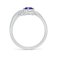 thumbnail image 2 of Angara Natural 0.45 Ct. Tanzanite with Diamond Side Stone Ring in Sterling Silver for Women (Ring Size: 3.5), 2 of 9