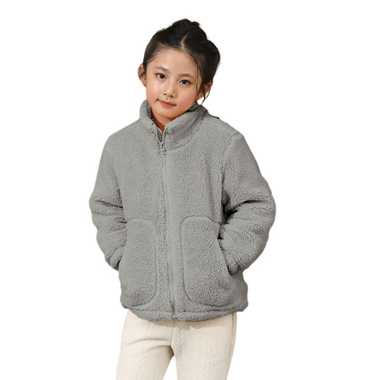 Toddler Winter Coat Toddler Girls Boys Winter Long Sleeve Warm Solid Color Thicken Stand Collar Drawstring Thermal Coat Jacket Coat Outerwear 120 Walmart