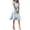 Blue, variant on Women's Sundress V-Neck Short Sleeve Printing Dresses Elegant Flutter Sleeve Casual Boho Midi Dress Summer Swing Dress