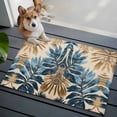 thumbnail image 4 of Vintage Leaves Area&nbsp;Rug 2x3ft Blue Yellow Tropical Plant Linen Texture Non-Slip&nbsp;Washable Square&nbsp;Rugs Soft Felt Indoor Floor Mat for Bedroom Kitchen Living Room Bathroom, 4 of 9