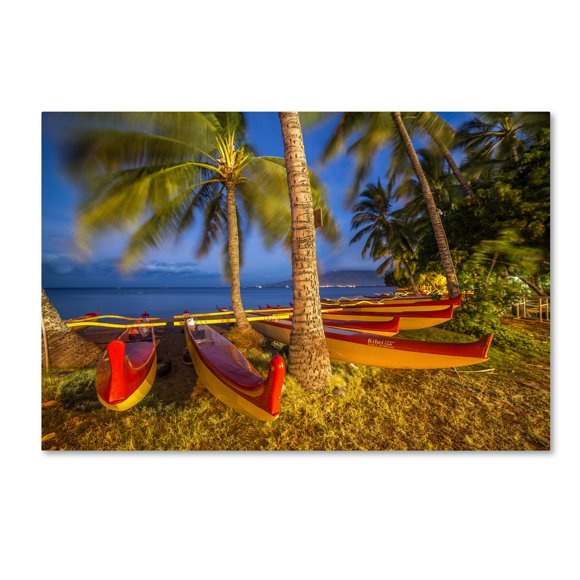Maui Outriggers par Pierre Leclerc, Toile Murale 30x47 Pouces