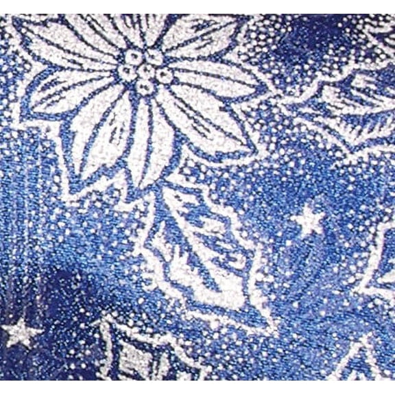 The Ribbon People Navy Blue and Silver Holly Flower Wired Craft Ribbon 5" x 20 Yards