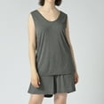 thumbnail image 3 of Defitshape Women's Plus Size Lounge Set 2 Piece Pajama Set Pj Cotton Loungewear Soft Plus Size Sleepwear Shorts Sleeveless Pjays Nightwear Fitted Sleep Casual Lounge Plain Tank Scoop Neck Grey M, 3 of 5