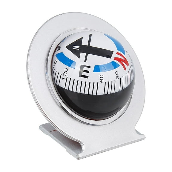 Unique Bargains Car Dashboard Mini Compass Ball Self Adhesive Dash Mount Navigation Silver Tone