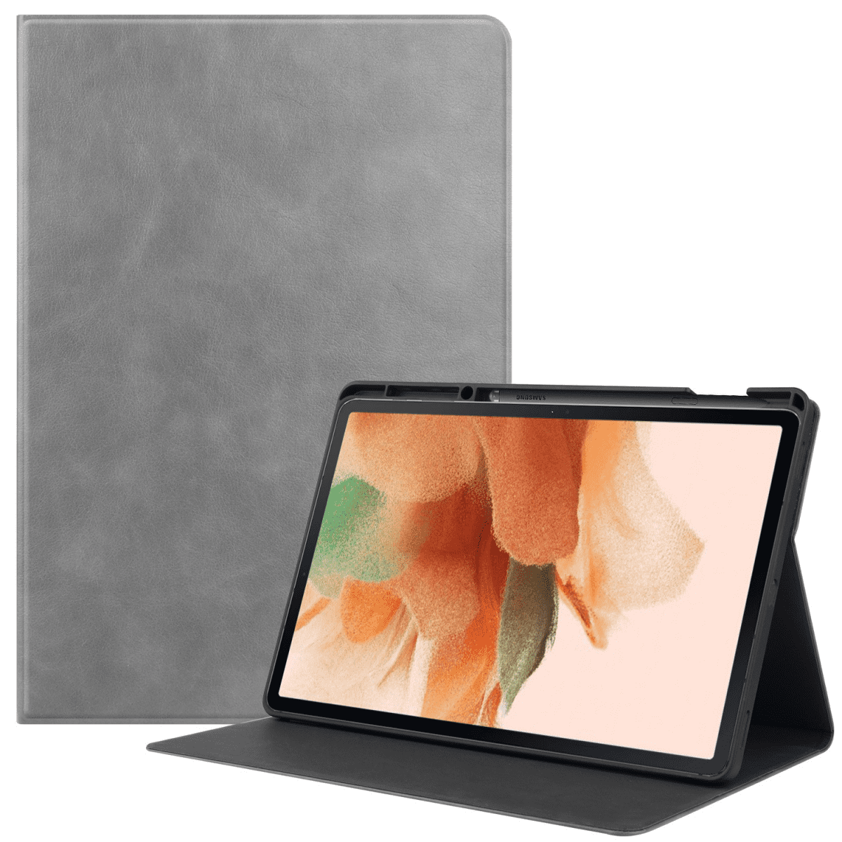 for Samsung TAB S7 FE tablet case S7 lite T730/T736 protective case 12.4 inch leather case gray