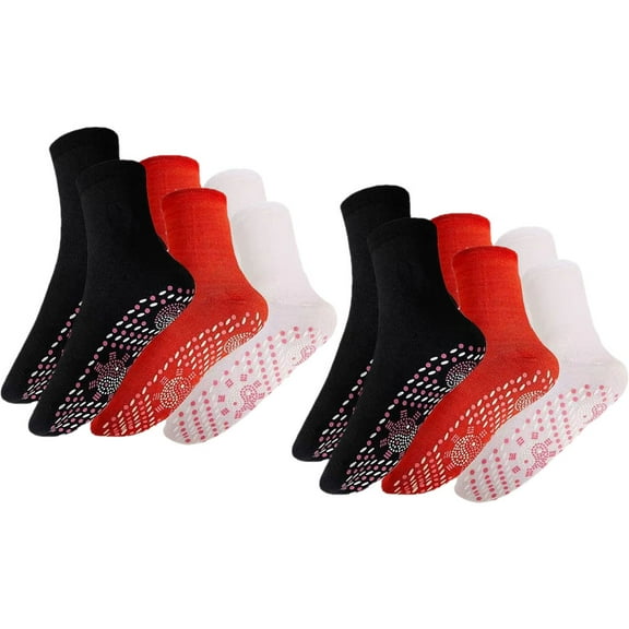 RENACLIPY 6Pairs Per Set Daily Use Heated Socks for Men and Women Winter Cotton Red