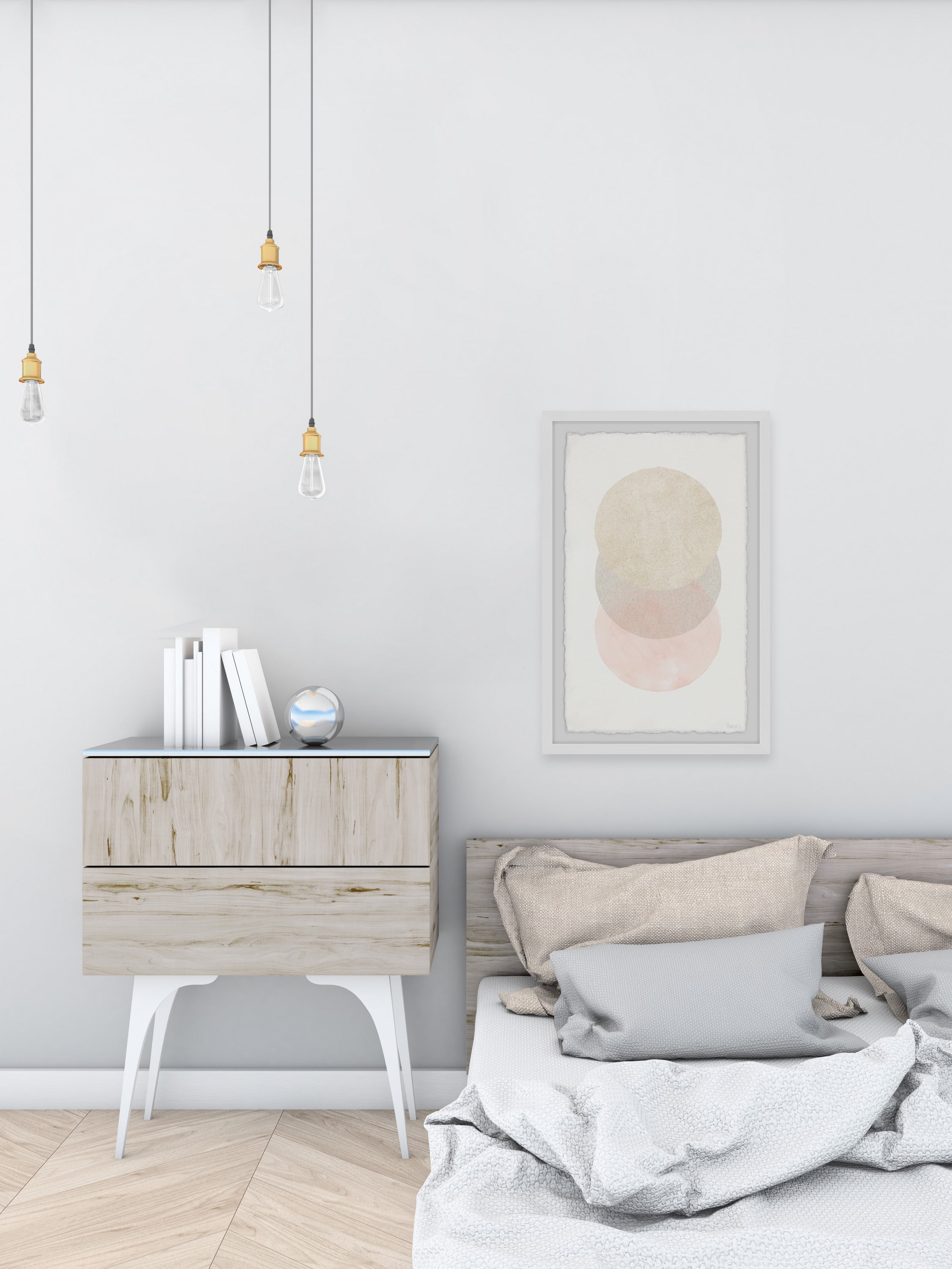 Parvez Taj Triple Cream Circles Framed Wall Art