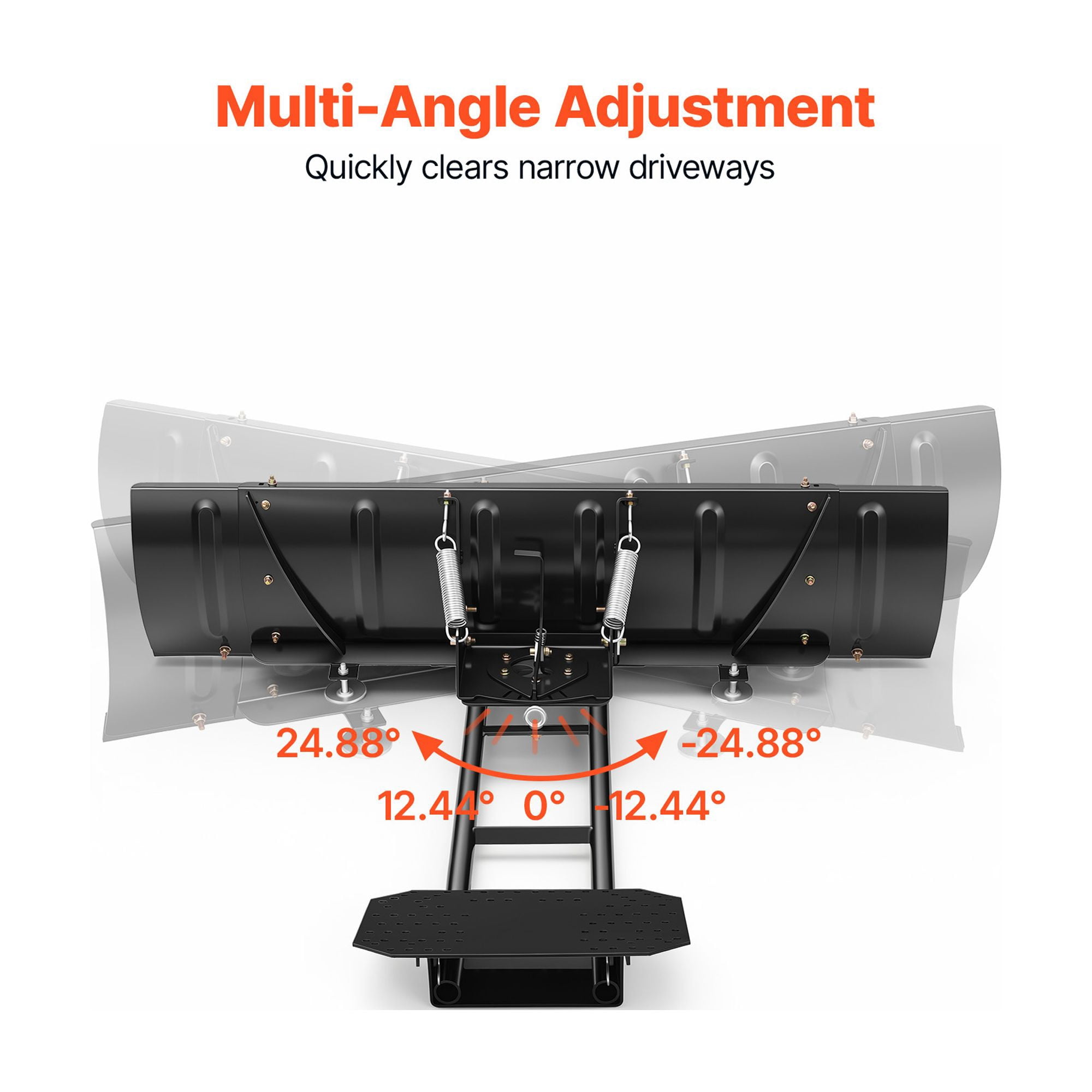 KFFKFF Adjustable Snow Plow Kit with 43-60 Inch Width for ATVs and UTVs, Features Height and Angle Adjustments, 3 Mounting Options, Durable Steel Blade for Effective Snow Removal