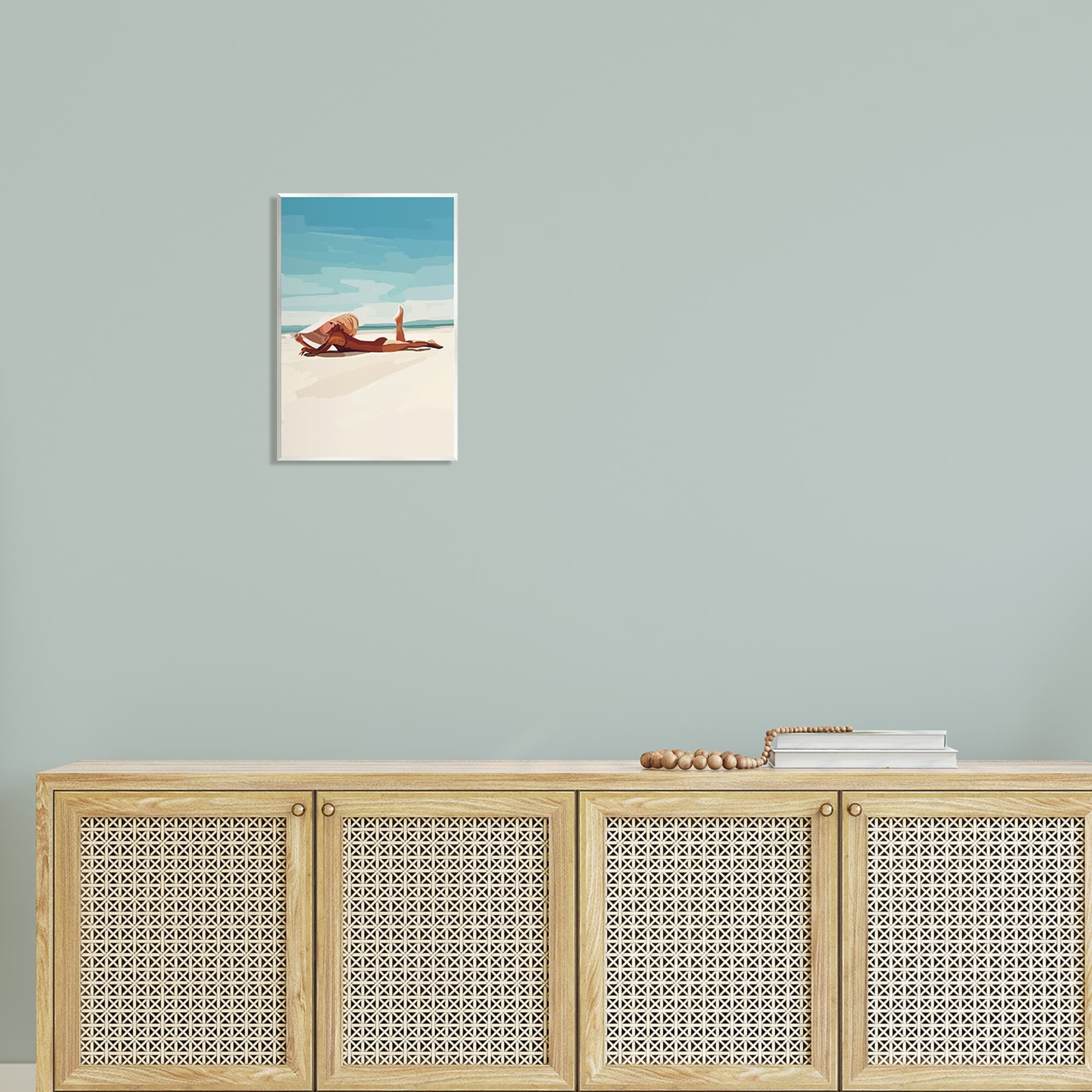 Stupell Industries Beach Babe Lounging Coastal Ocean Shoreline Graphic Art Unframed Art Print Wall Art, Design by Amelia Noyes