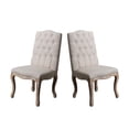 thumbnail image 2 of GDF Studio Drummond Linen Hardwood Dining Chairs (Set of 2), Beige, 2 of 6