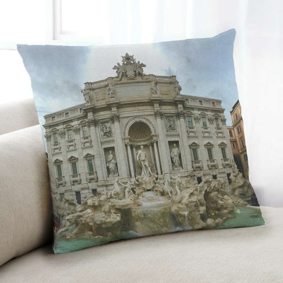 Ahgly Company Sites Trevi Fountain Indoor Throw Pillow, 18 inch by 18 inch