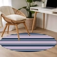 thumbnail image 4 of Round Rugs 3Ft, Navy Blue Purple Striped Round Area Rug Washable Indoor Throw Carpet, Gradient Horizontal Lines Small Non Slip Circle Rug for Bedroom Living Room Home Decor Aesthetic, 4 of 8