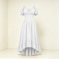 thumbnail image 6 of LEKWK Renaissance Dress Women Puff Short Sleeve Ruffled Hem Medieval Dress Corset Waist High Low Flowy Maxi Sundress Halloween Costumes, 6 of 8