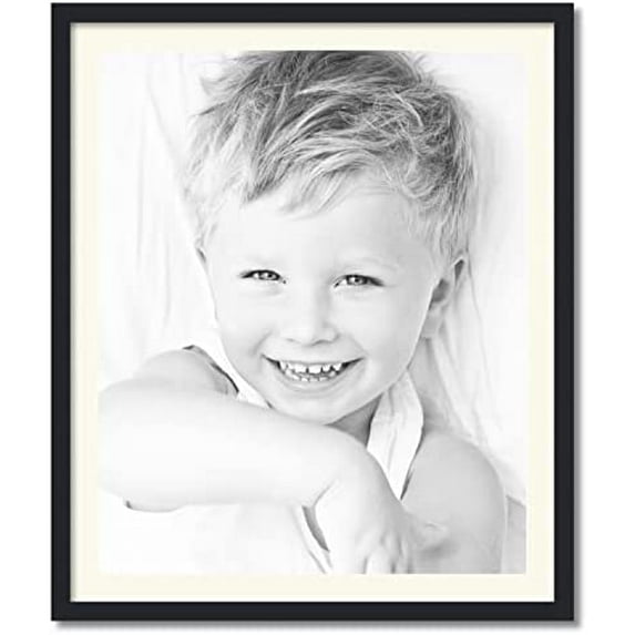 27x33 inch satin black picture frame with 2 inch single mat, singlemat-frbw26079-27x33-128