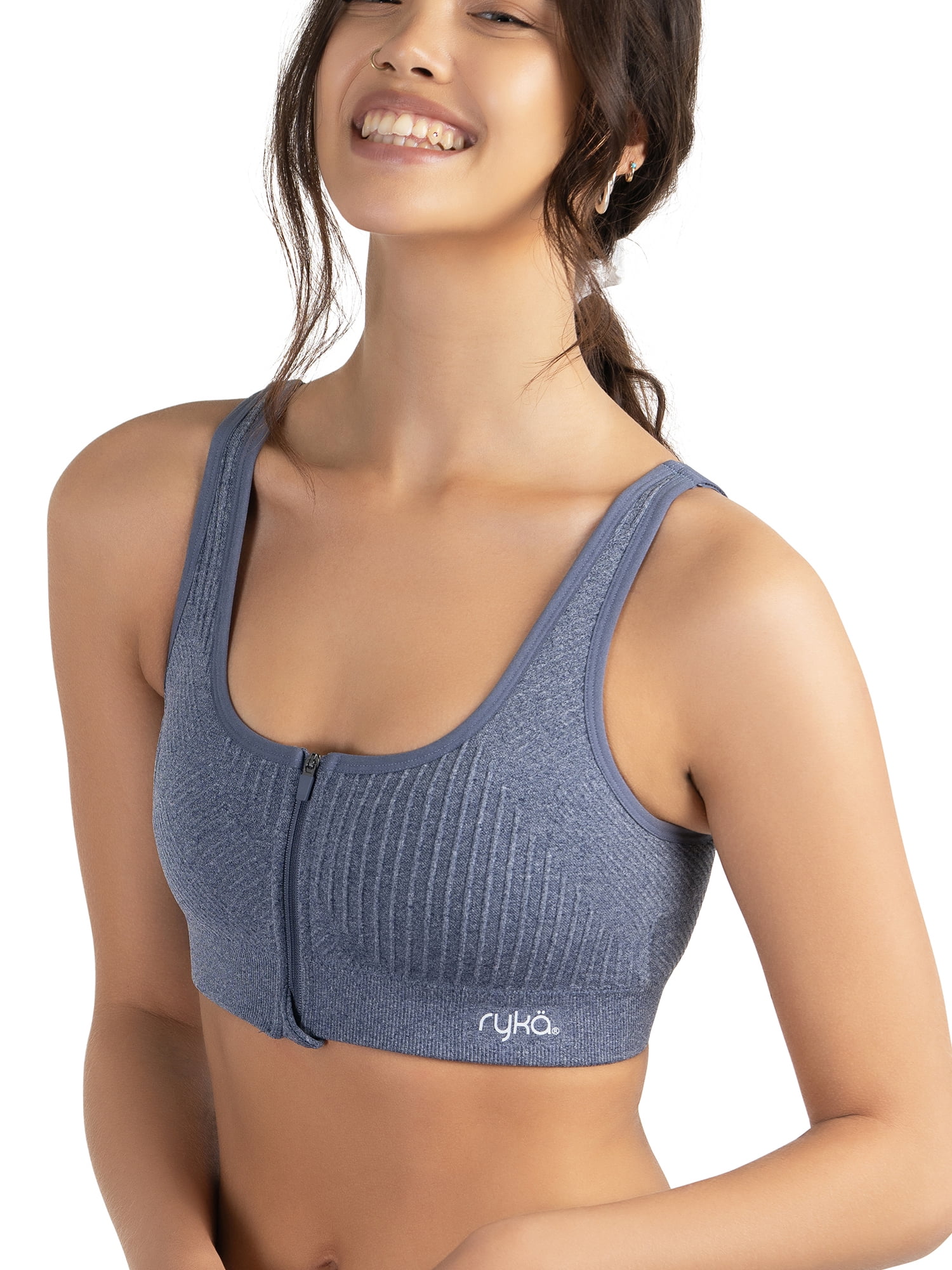 Ryka Women's Textured Zip Sports Bra, Sizes S-XL