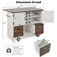 thumbnail image 2 of Aukfa 54" Kitchen Island with Drop Leaf & Power Outlet, Mobile Rolling Cart w/ Spice Rack for Kitchen/Dining Room, White, 2 of 8