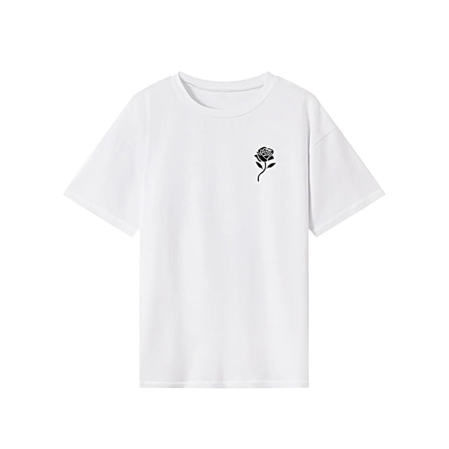 Camiseta para mujer de verano con cuello redondo y ajuste regular para senderismo, oficina, uso diario L