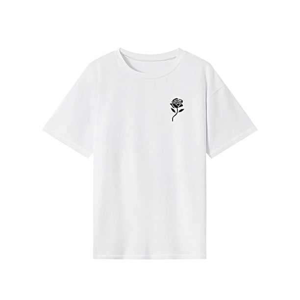 Camiseta de mujer de verano Activewear simple cuello redondo camisa para oficina caminar trabajo M