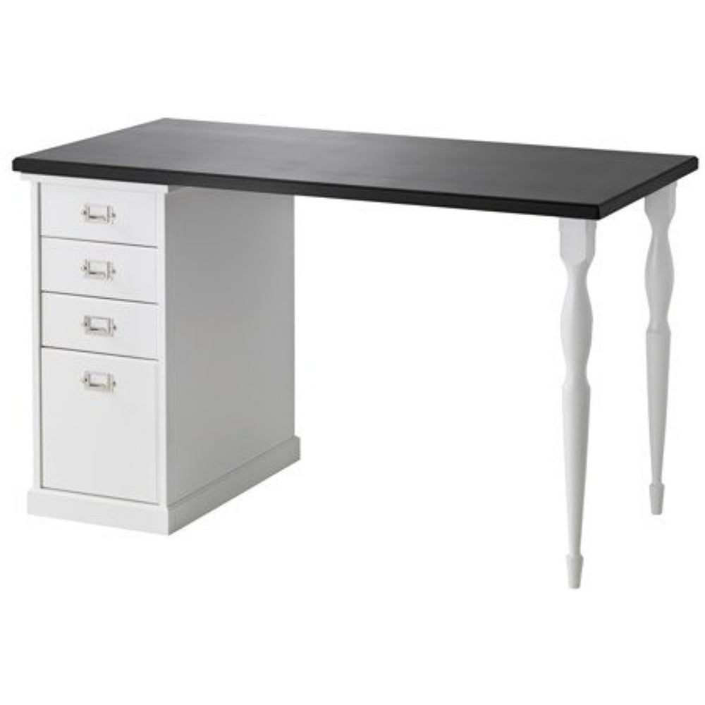 Ikea Computer Table with drawers, black, white 47 1/4x23 5/8 ", 2202.