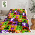 thumbnail image 2 of Halloween Throw Blanket, Trick or Treat Spooky Gothic Bat Fall Pumpkin Plaid Retro Halloween Cozy Bed Couch Blanket, Soft Comfy Fleece Flannel Throws and Blankets Livingroom Bedroom Decor, 2 of 7
