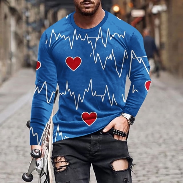 Blusas y camisas de manga larga y cuello redondo para hombre, camisetas casuales con estampado de moda y cuello redondo, blusas de licra de manga corta para hombre.