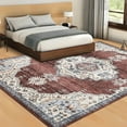 thumbnail image 2 of HOMERRY 5' x 7' Area Rug for Living Room Boho Vintage Floral Non Slip Washable Indoor Carpet, Red, 2 of 5