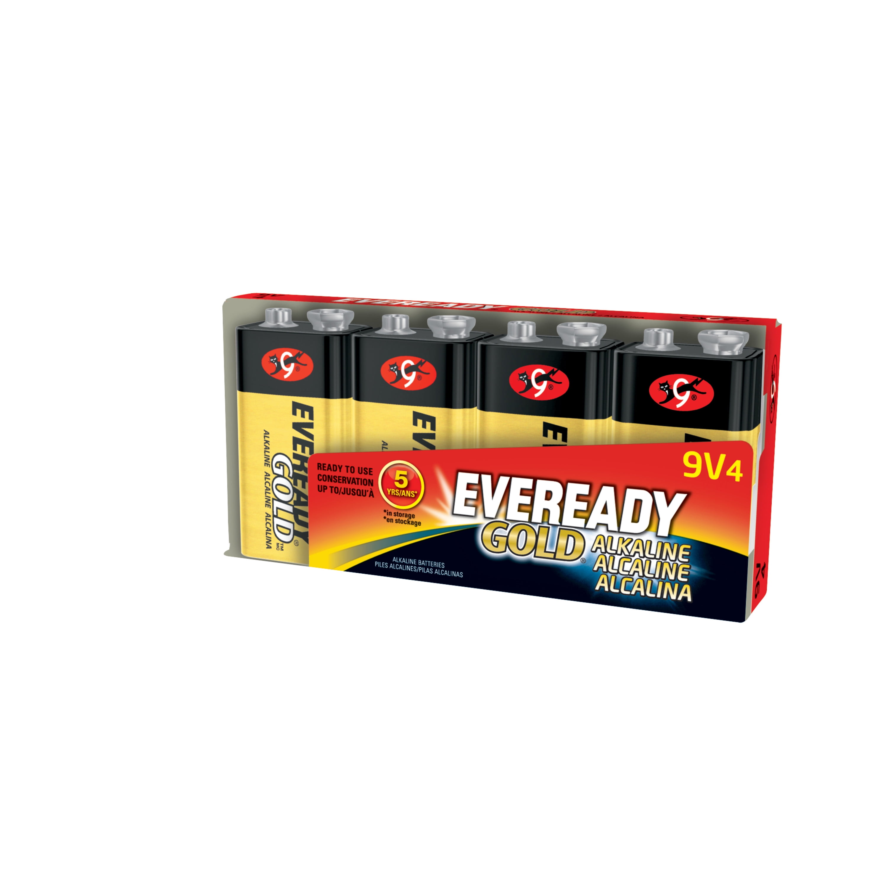 Eveready Gold Alkaline 9V Batteries, 4 Pack of 9 Volt Batteries