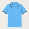 thumbnail image 5 of Miluxas Boys Girls Shirts Short Sleeve Kids Summer Casual Uniform T-Shirts Cotton Soft Color Block Tops Sky Blue 12-13 Years, 5 of 9